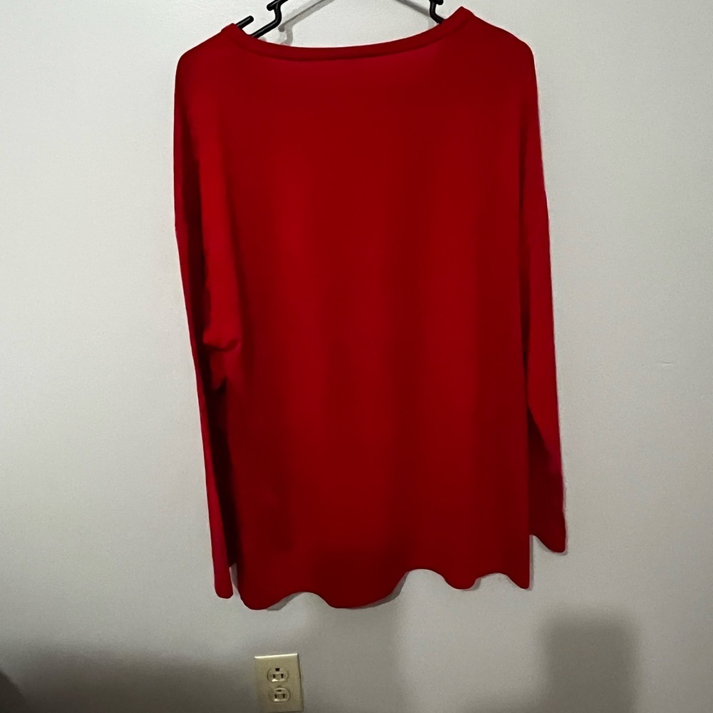 Elegant Red Long Sleeve Women's Top 1XL - Picture 2 of 6